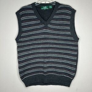 Hunters Ridge Men's Fair Isle Pattern V-Neck Sweater Vest Gray Size L Wool Blend